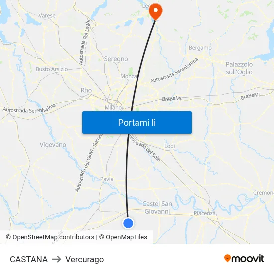 CASTANA to Vercurago map