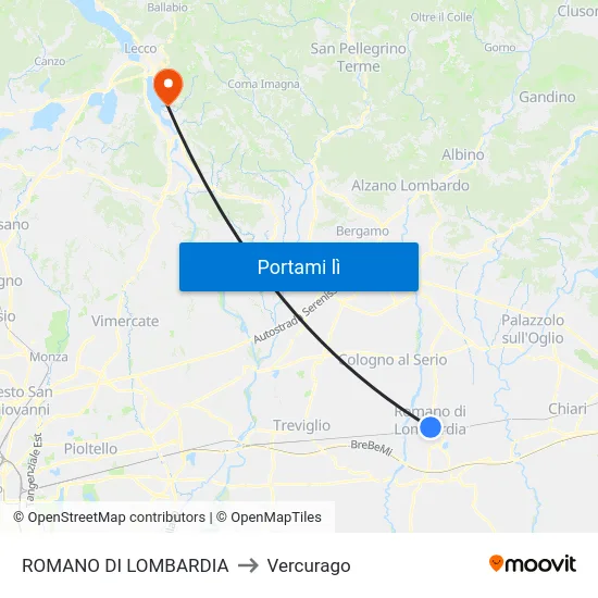 ROMANO DI LOMBARDIA to Vercurago map