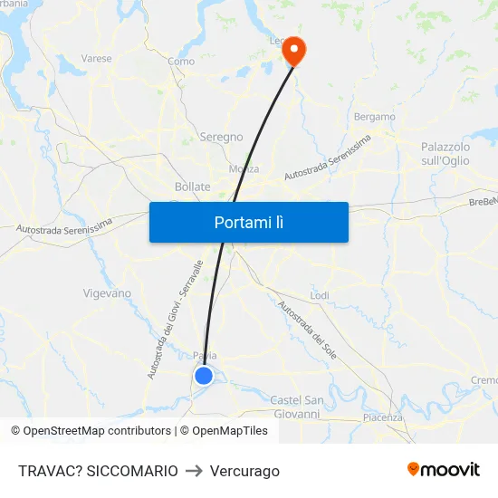 TRAVAC? SICCOMARIO to Vercurago map