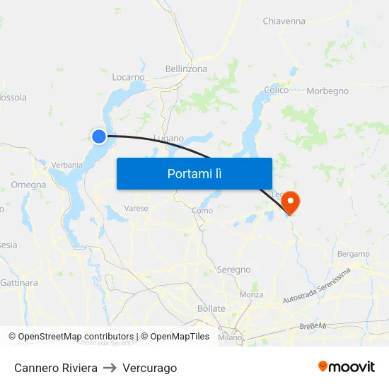 Cannero Riviera to Vercurago map