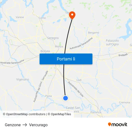 Genzone to Vercurago map