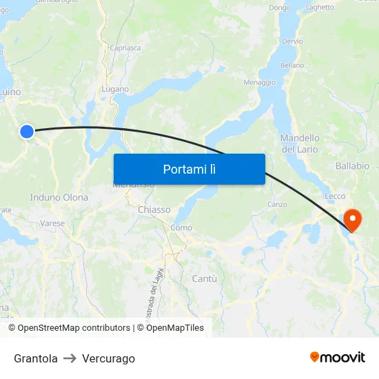 Grantola to Vercurago map