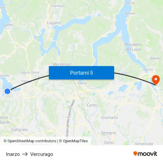 Inarzo to Vercurago map