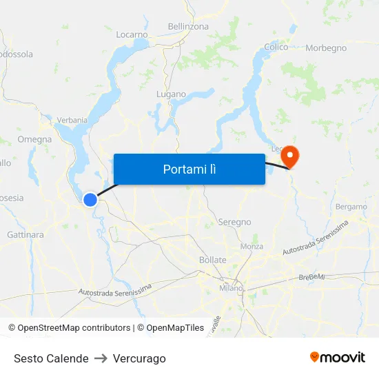 Sesto Calende to Vercurago map