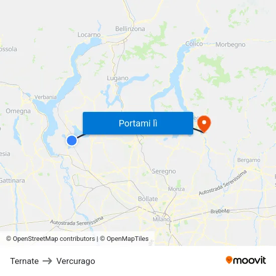 Ternate to Vercurago map