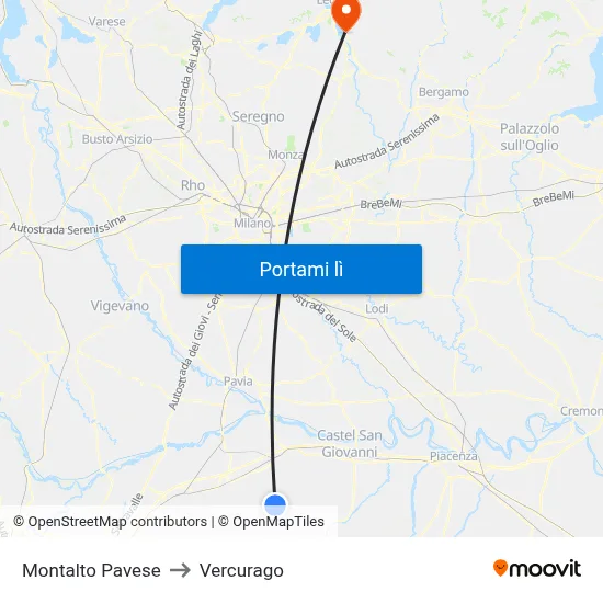 Montalto Pavese to Vercurago map