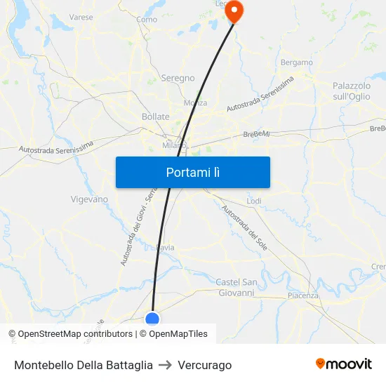 Montebello Della Battaglia to Vercurago map