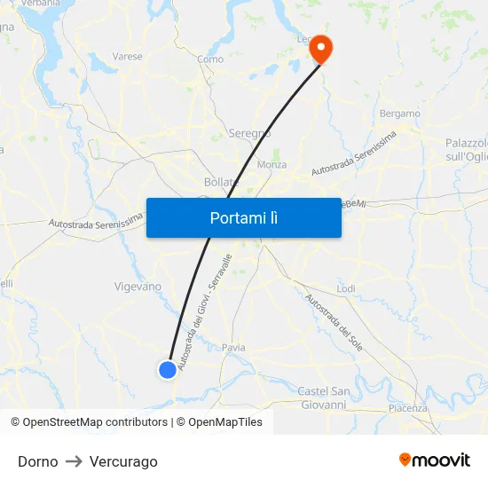 Dorno to Vercurago map