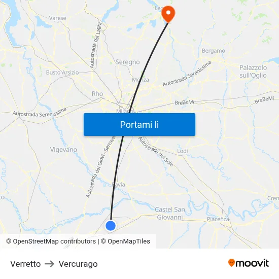 Verretto to Vercurago map