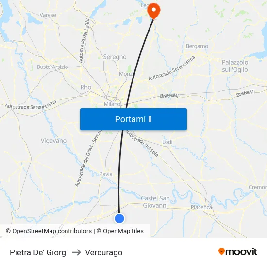 Pietra De' Giorgi to Vercurago map