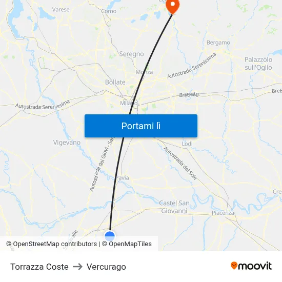 Torrazza Coste to Vercurago map