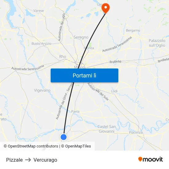 Pizzale to Vercurago map