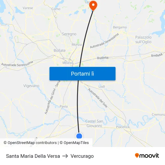 Santa Maria Della Versa to Vercurago map