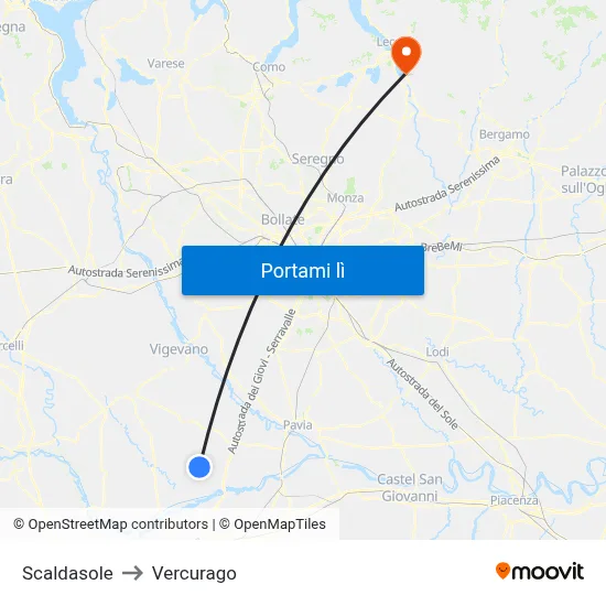 Scaldasole to Vercurago map