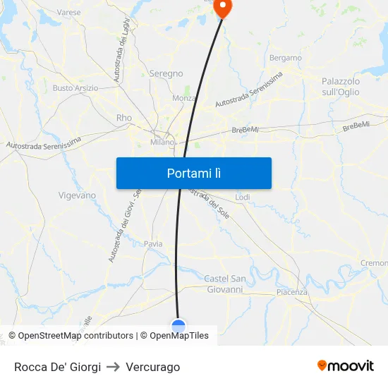 Rocca De' Giorgi to Vercurago map