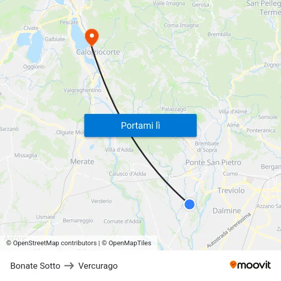Bonate Sotto to Vercurago map