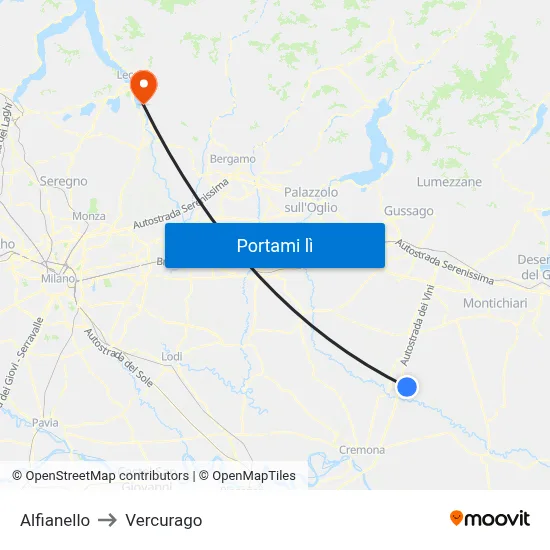Alfianello to Vercurago map