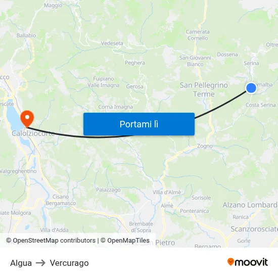 Algua to Vercurago map