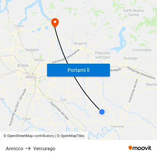 Annicco to Vercurago map