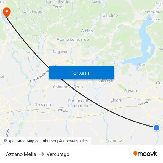 Azzano Mella to Vercurago map