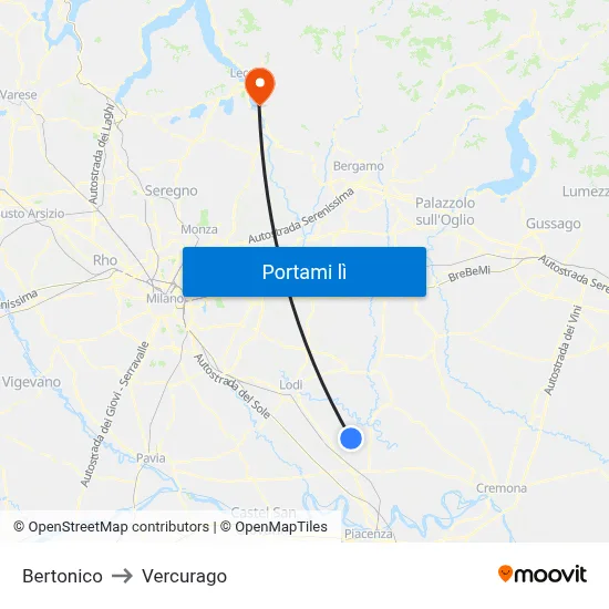Bertonico to Vercurago map