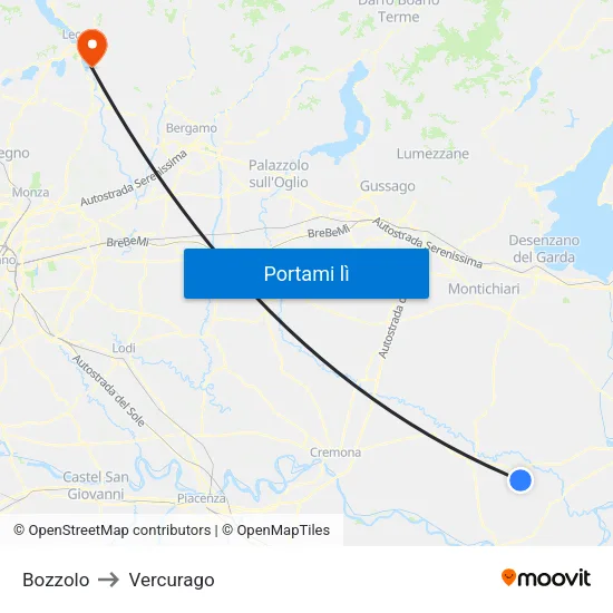 Bozzolo to Vercurago map