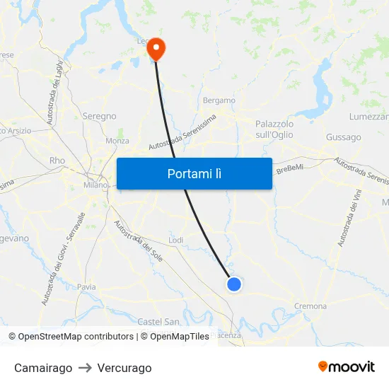 Camairago to Vercurago map