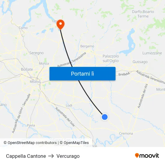 Cappella Cantone to Vercurago map