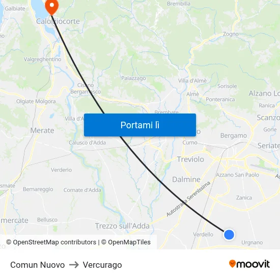 Comun Nuovo to Vercurago map