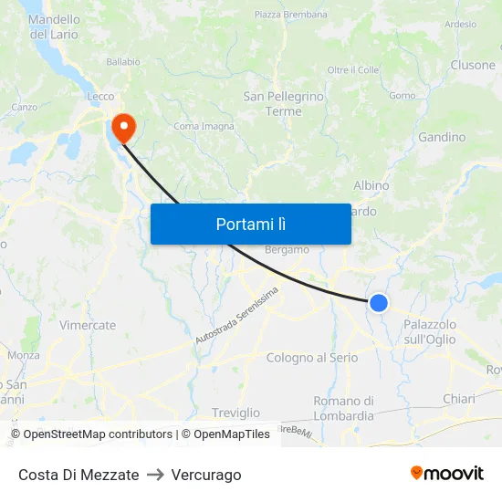 Costa Di Mezzate to Vercurago map