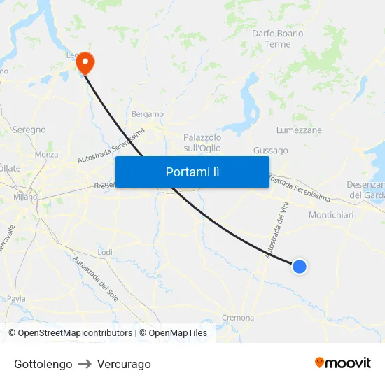 Gottolengo to Vercurago map