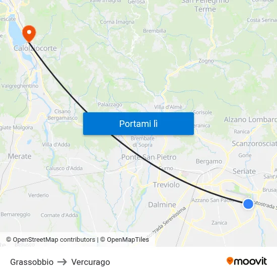Grassobbio to Vercurago map