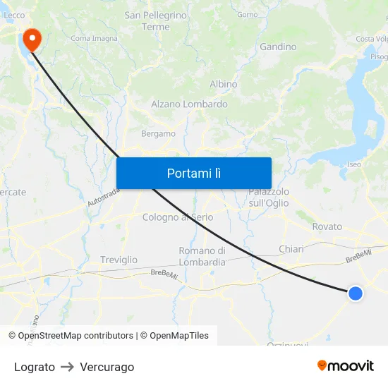 Lograto to Vercurago map