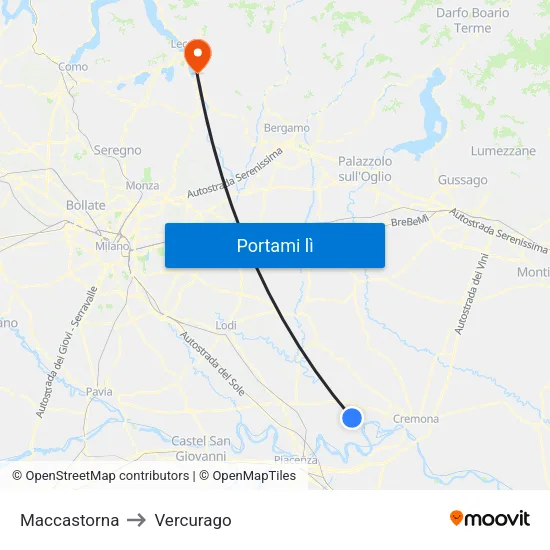 Maccastorna to Vercurago map