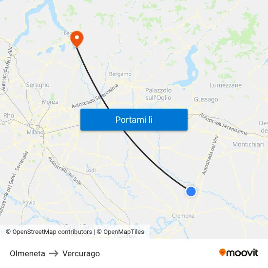 Olmeneta to Vercurago map