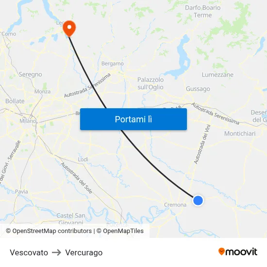Vescovato to Vercurago map