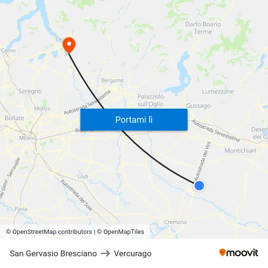 San Gervasio Bresciano to Vercurago map