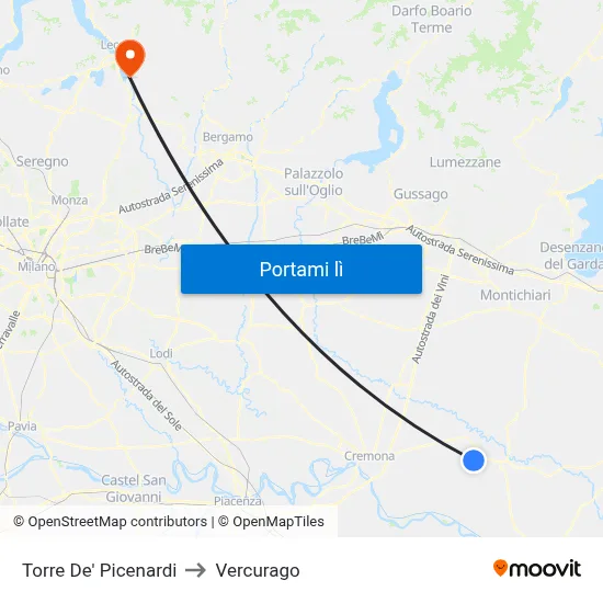 Torre De' Picenardi to Vercurago map