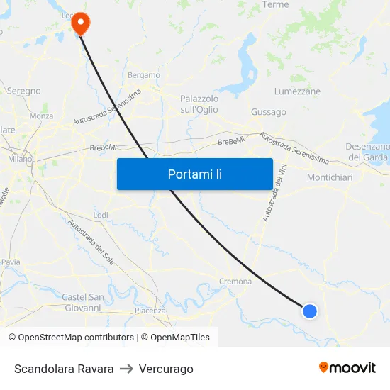 Scandolara Ravara to Vercurago map