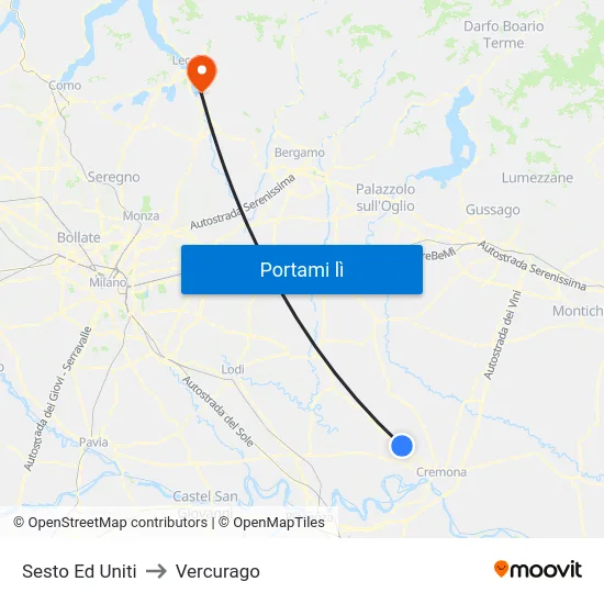 Sesto Ed Uniti to Vercurago map