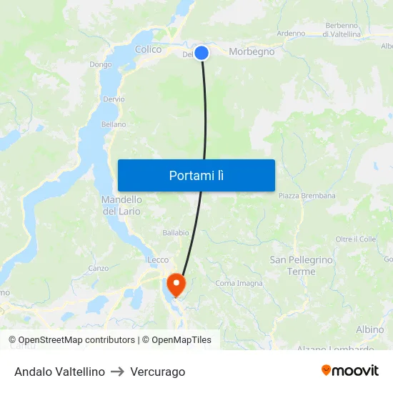 Andalo Valtellino to Vercurago map