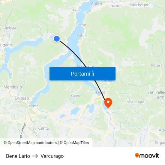 Bene Lario to Vercurago map