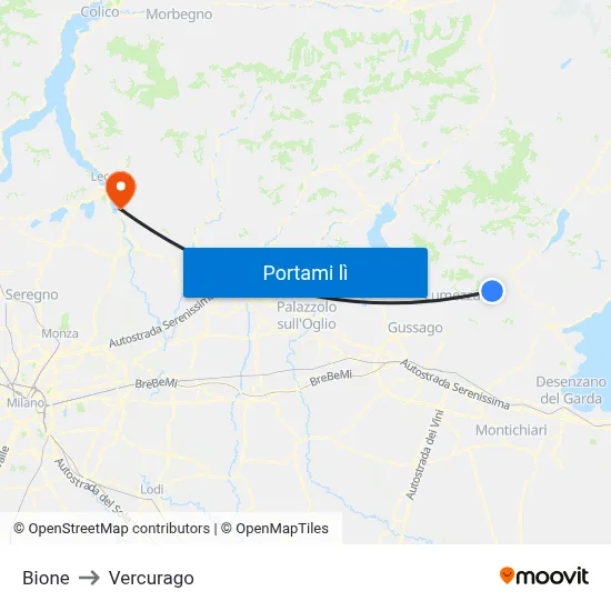 Bione to Vercurago map