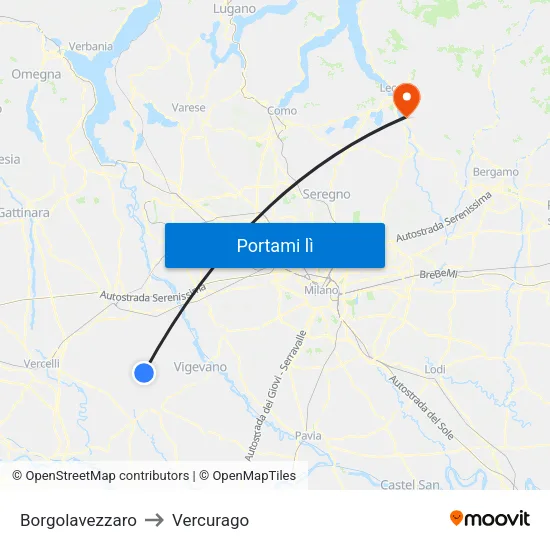 Borgolavezzaro to Vercurago map