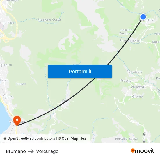 Brumano to Vercurago map