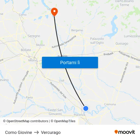 Corno Giovine to Vercurago map