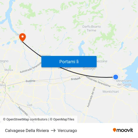 Calvagese Della Riviera to Vercurago map