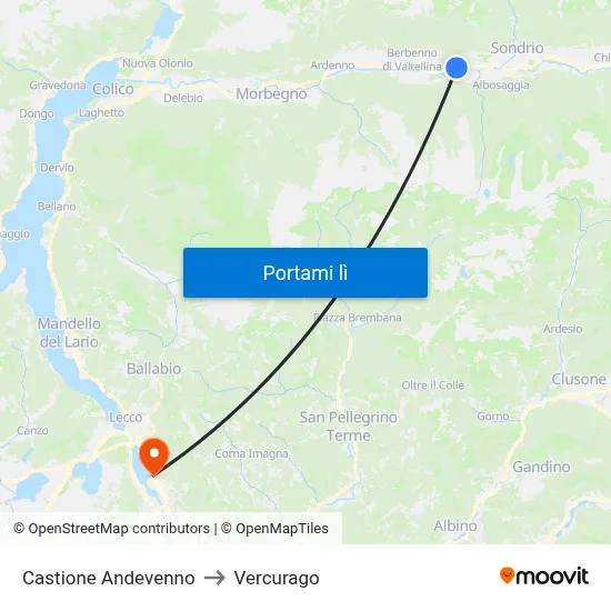Castione Andevenno to Vercurago map