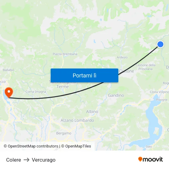 Colere to Vercurago map