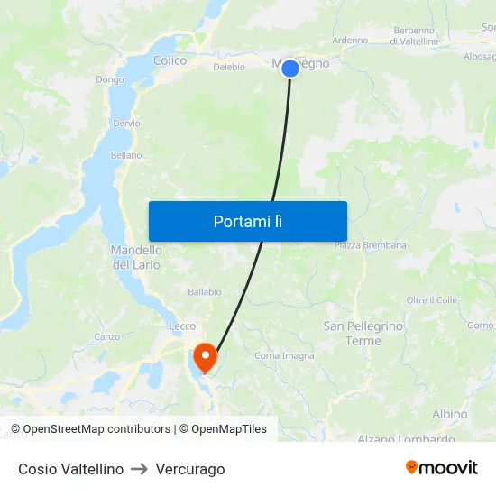 Cosio Valtellino to Vercurago map